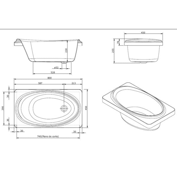 Turner Hastings Baby Bath Technical Drawing