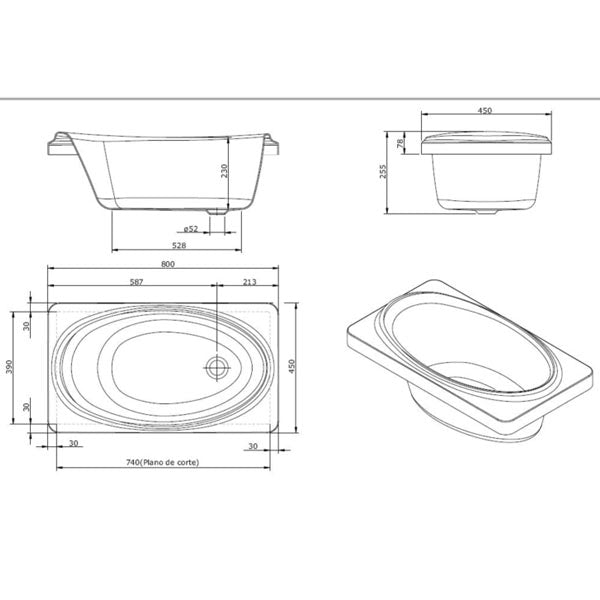 Turner Hastings 80 x 45 Baby Bath