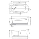 Technical Drawing - Bel Bagno Ritz Freestanding Bath 1676mm Premium Collection