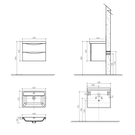 Ancona 600mm Wall Hung Vanity Technical Drawing online at The Blue Space