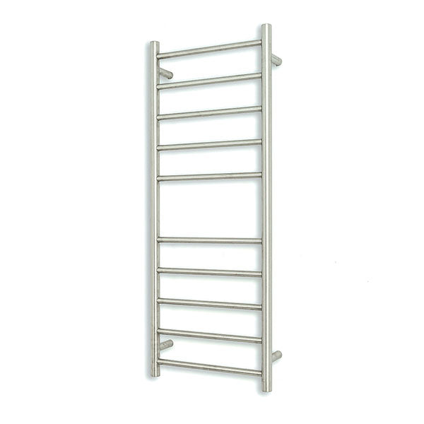 Radiant Round 10 Bar Heated Towel Rail 430 x 1100 Brushed