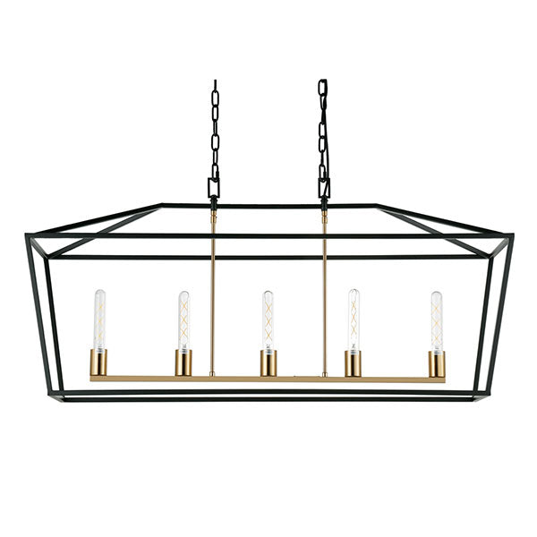 Café Lighting Le Mans Long ES 5 Light Pendant - Black - The Blue Space