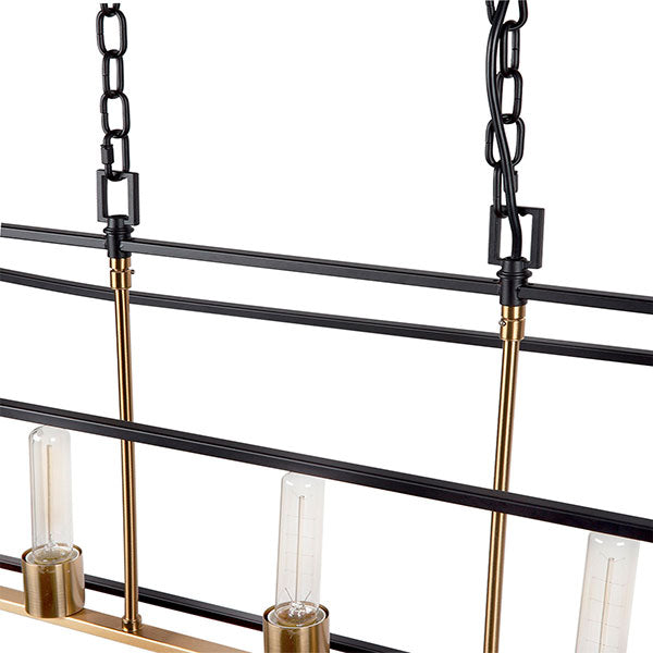 Café Lighting Le Mans Long ES 5 Light Pendant - Black - The Blue Space