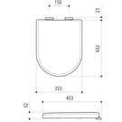 Technical Drawing - Caroma Arc Soft Close Toilet Seat QR Blind Fix
