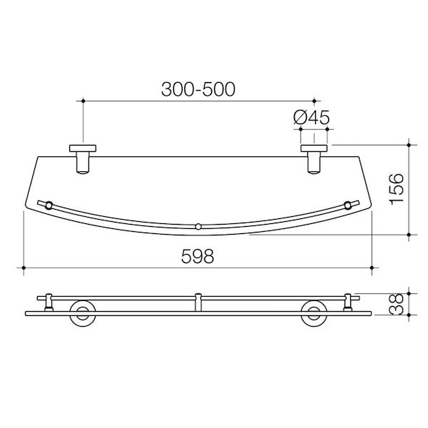 Caroma Cosmo Glass Shelf - Single 600mm