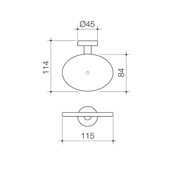 Caroma Cosmo Metal Soap Holder Technical Drawing - The Blue Space
