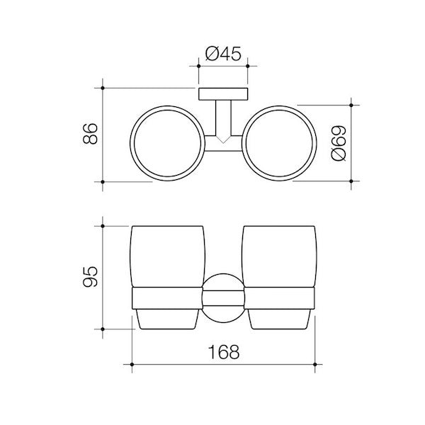 Caroma Cosmo Metal Tumbler Holder Technical Drawing - The Blue Space