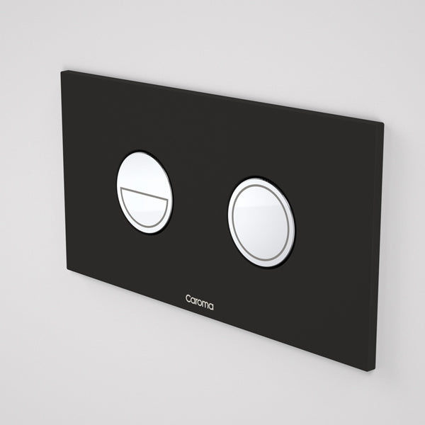 Caroma Invisi Series II Round Dual Flush Metal Plate & Buttons Neutral - Black by Caroma - The Blue Space
