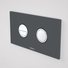 Caroma Invisi Series II Round Dual Flush Metal Plate & Buttons Neutral - Dark Grey by Caroma - The Blue Space