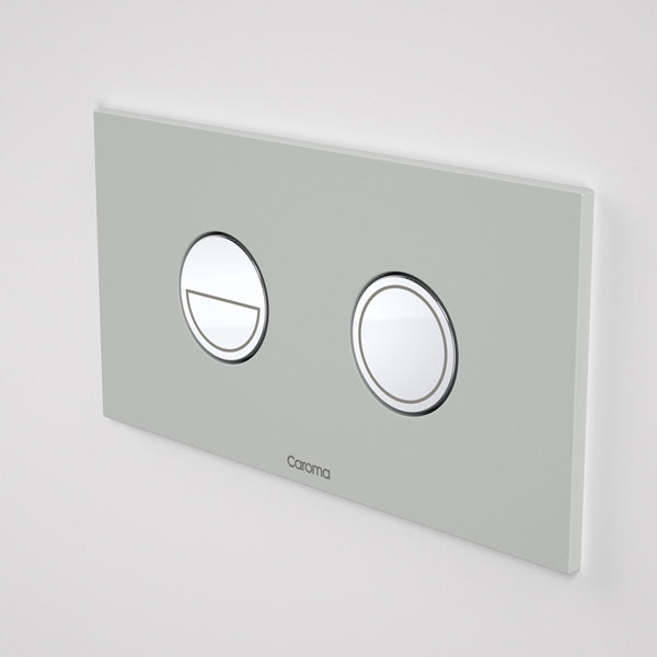 Caroma Invisi Series II Round Dual Flush Metal Plate & Buttons Neutral - Light Grey by Caroma - The Blue Space