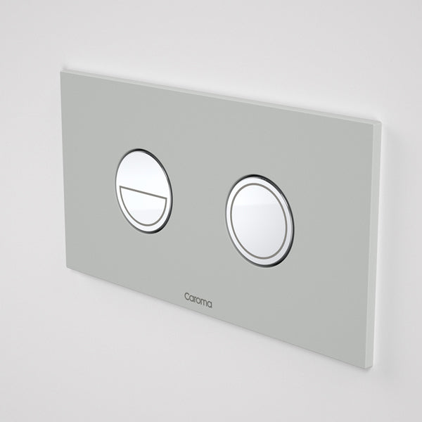 Caroma Invisi Series II Round Dual Flush Metal Plate & Buttons Neutral - Light Grey
