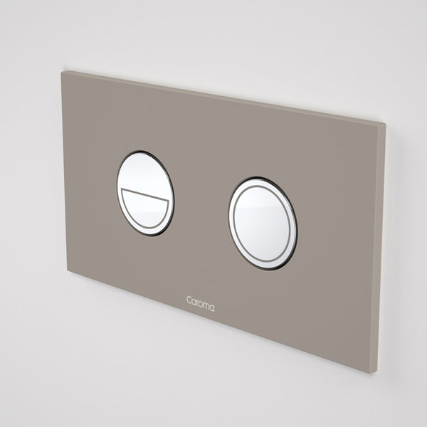 Caroma Invisi Series II Round Dual Flush Metal Plate & Buttons Neutral - Mid Grey by Caroma - The Blue Space