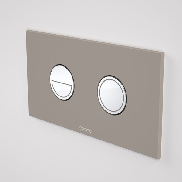 Caroma Invisi Series II Round Dual Flush Metal Plate & Buttons Neutral - Mid Grey