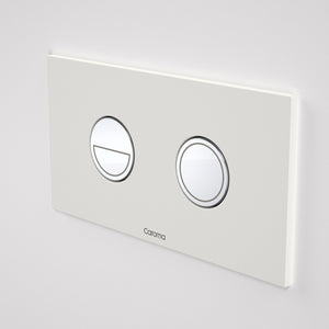 Caroma Invisi Series II Round Dual Flush Metal Plate & Buttons Neutral - White