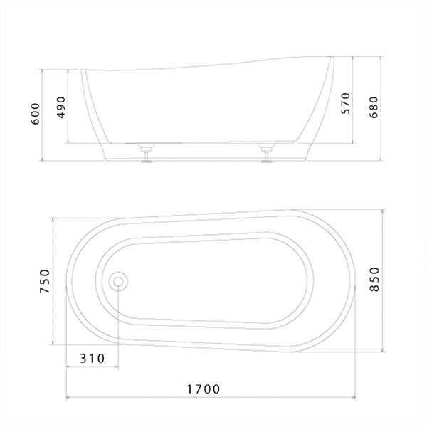 Caroma Noir Freestanding Bath 1700mm