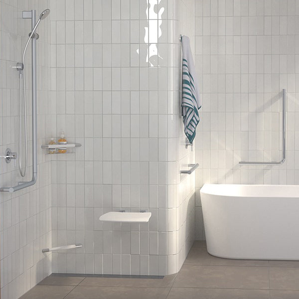 Caroma Opal Corner Shower Support Rail White, assisted living at The Blue Space
