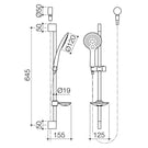Technical drawing - Caroma pin multifunction hand shower