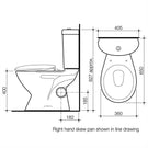 Caroma Profile 4 Skew Trap Toilet Suite Technical Drawing - The Blue Space