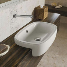 Caroma Regent Inset Semi Recessed Vanity Basin - NTH in modern bathroom design - The Blue Space