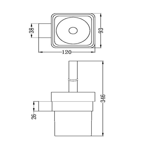 Technical Drawing: Nero Celia Toilet Brush Holder Chrome