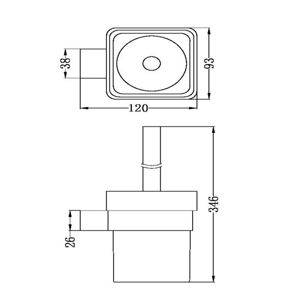 Technical Drawing: Nero Celia Toilet Brush Holder Matte Black
