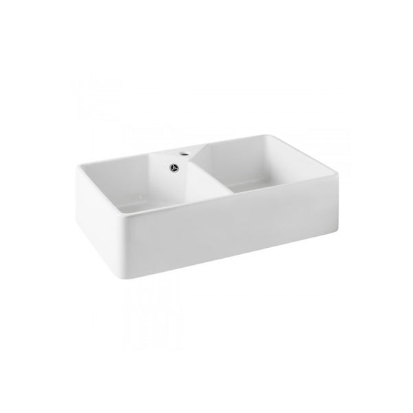 Turner Hastings Chester Double Flat Front Fine Fireclay Ceramic Butler Kitchen Sink - The Blue Space