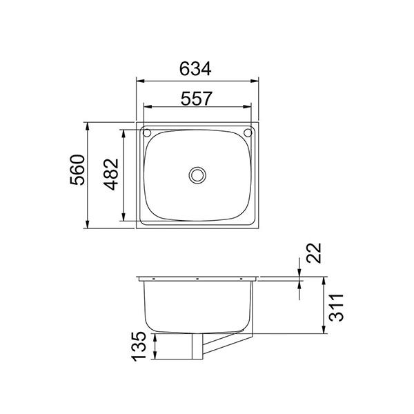 Clark Flushline 70 Litre Laundry Tub dimensions - the blue space