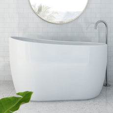 Decina Cosmo 1300mm Acrylic Freestanding Small Oval Bath in White - The Blue Space