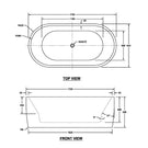 Decina Elisi Freestanding Contour Spa Bath 1700mm technical line drawings