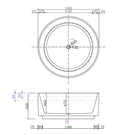 Decina Florencia 1400mm Freestanding Bath technical drawings