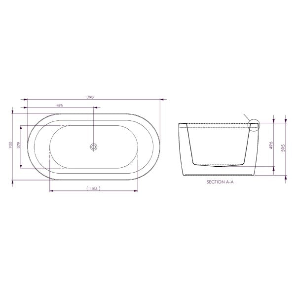 Decina Mintori Contour Freestanding Spa Bath 1790mm