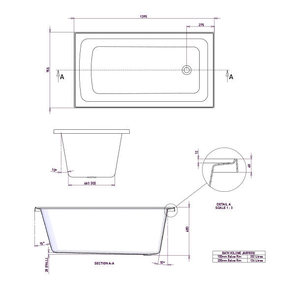 Decina Shenseki Compact Inset Bath