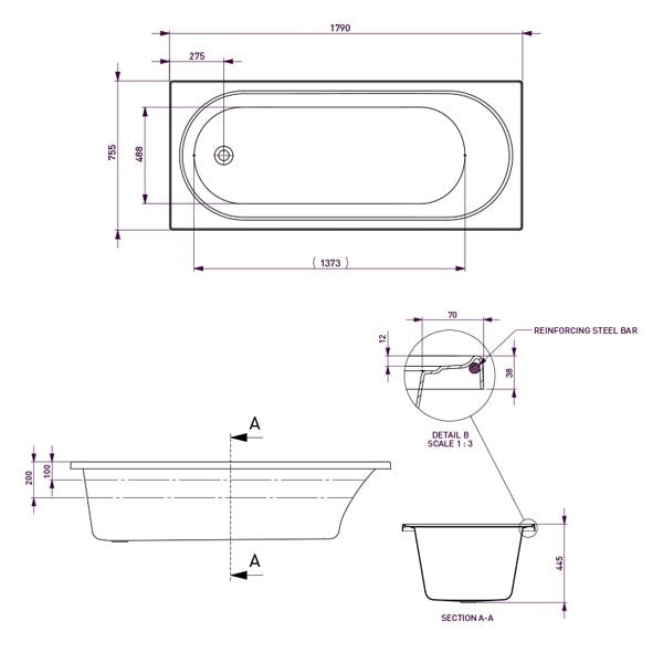 Decina Turin Santai Spa Bath specs