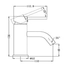 Technical Drawing: Nero Dolce Basin Mixer Stylish Spout Chrome