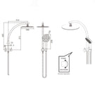 Technical Drawing - Nero Dolce Compact 2-in-1 Twin Shower - Brushed Nickel