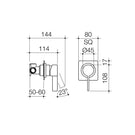 Dorf Enigma Bath/Shower Mixer-Matte Black specs - line drawing and dimensions
