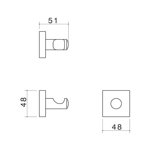Dorf Enix Robe Hook Chrome Technical Drawing - The Blue Space