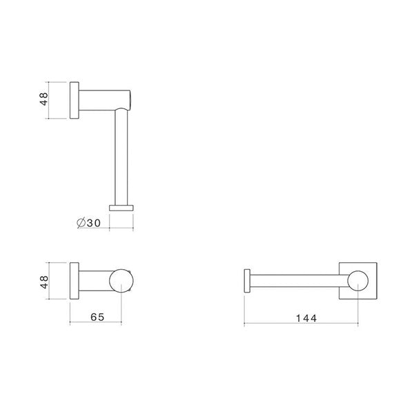 Dorf Enix Toilet Roll Holder Technical Drawing - The Blue Space
