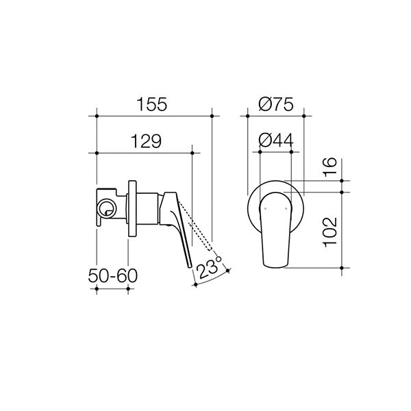 Dorf Kip Bath/Shower Mixer Dimensions - The Blue Space