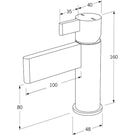 Technical Drawing - Sussex Calibre Basin Mixer Matte White