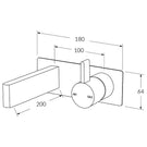 Technical Drawing - Sussex Calibre Wall Bath Mixer Outlet System 200mm Matte White
