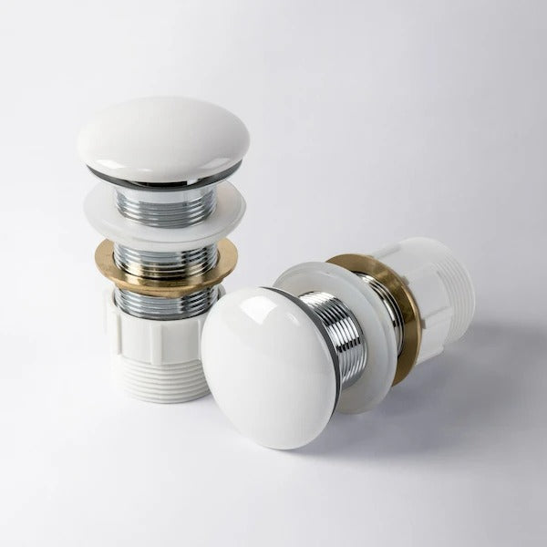 Eight Quarters Gloss White Ceramic Pop Up Waste - Online at The Blue Space