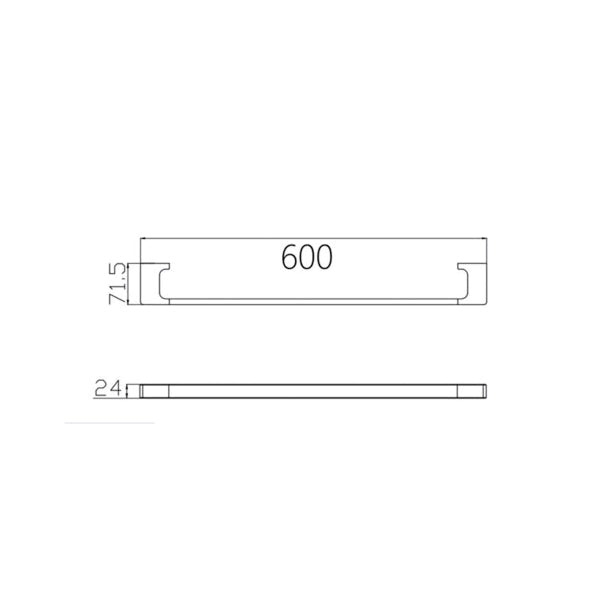 Technical Drawing: Nero Pearl/Vitra Single Towel Rail Gunmetal 600mm