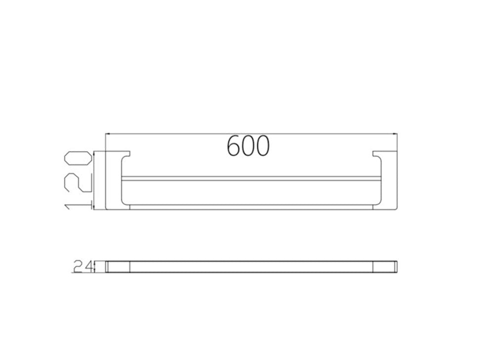 Technical Drawing: Nero Pearl/Vitra Double Towel Rail Matte Black 600mm