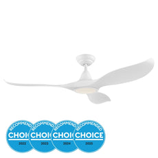 Award Eglo Noosa 52in 132cm DC Ceiling  Fan with 18W LED CCT Light - White 202971 - The Blue Space