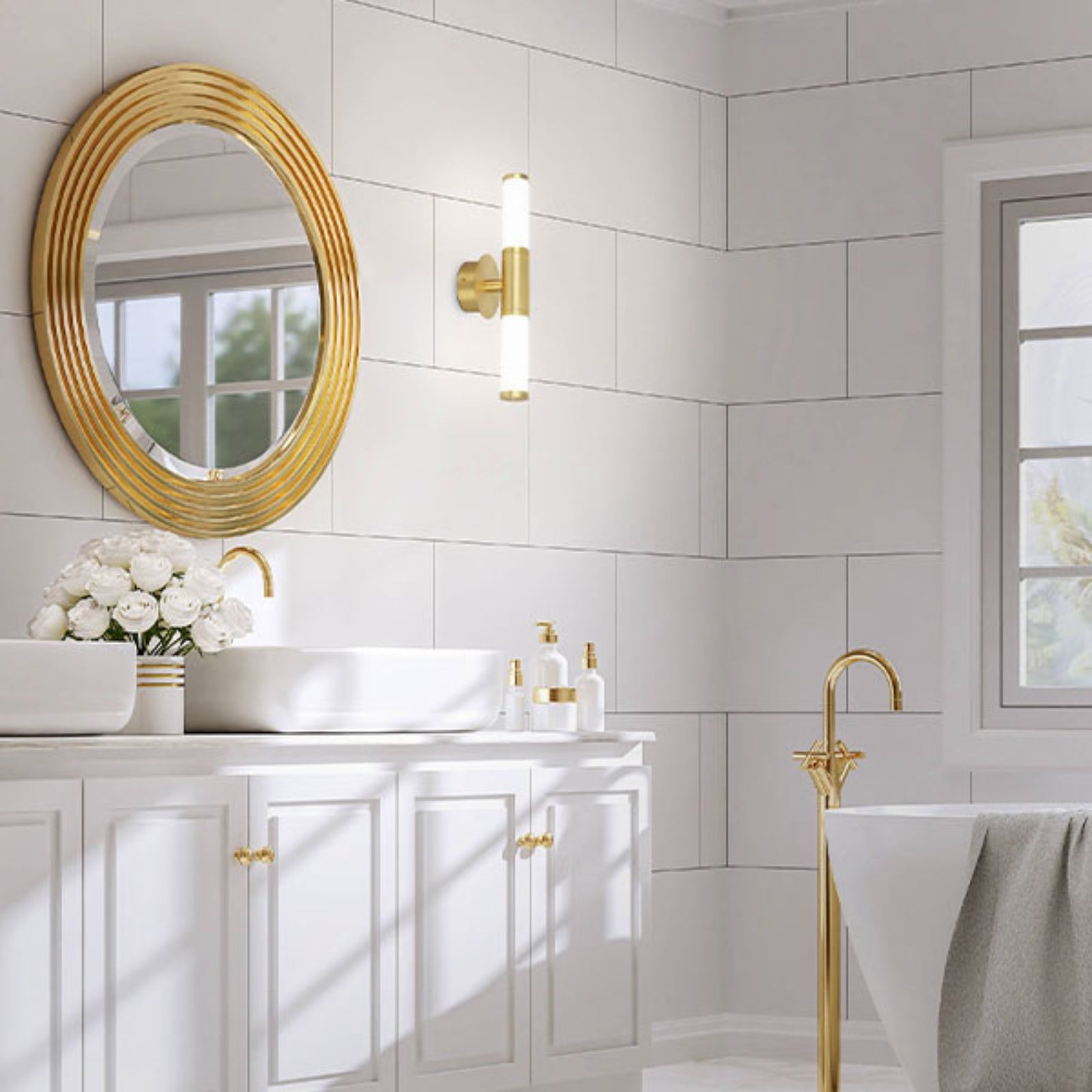 Lifestyle Eglo Palmera 2 x 4.5W LED Wall Light Warm White - Brushed Brass 205024 - The Blue Space