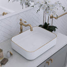 Eight Quarters Kensington Small Rectangle Gold Rim Basin in classic bathroom online at The Blue Space