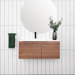 ADP Glacier Lite Semi Recessed Door and Drawer Slim Vanity with Solid Surface Top
