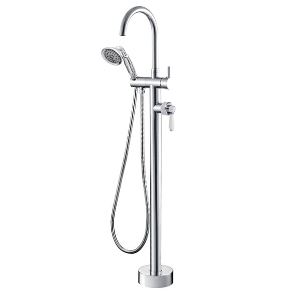 Fienza Eleanor Floor Mixer and Shower - Chrome/Ceramic - The Blue Space