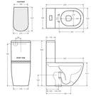 Fienza Koko Rimless Back-to-Wall Toilet Suite with Thin Seat measurements line drawings